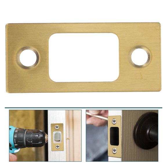 OFFIGAM Deadbolt Strike Plate Black For Home Security 1Set Stainless Steel
