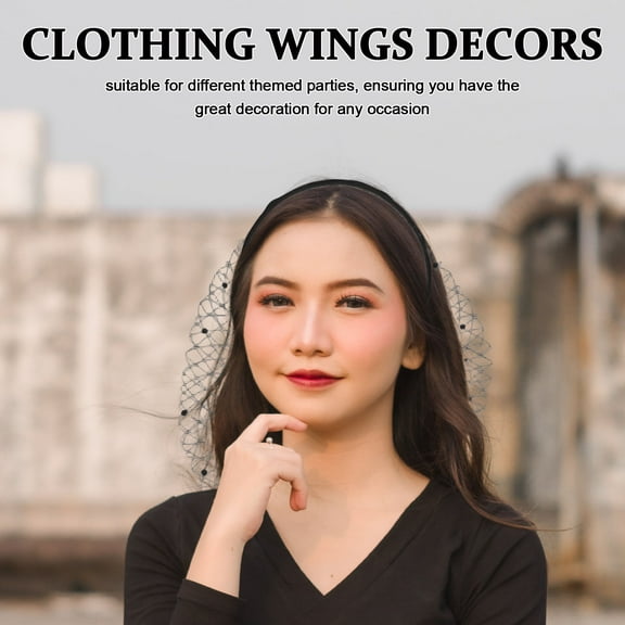 OFFIGAM Decorative Black Veil Headpiece with Rhinestone for Wedding and Tea Party Wear