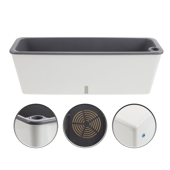 OFFIGAM Decorative Flower Pots Rectangular Planter Box Grey AS Material for Windowsill Gardening 1Pcs