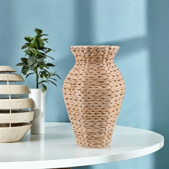 OFFIGAM Decorative Square Woven Flower Vase for Dried Flowers Display, 1 Piece, Home Decor