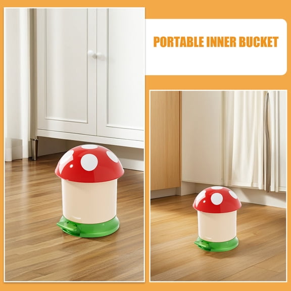 OFFIGAM Red Metal Desktop Trash Can, Mushroom Style Small Garbage Bin for Office and Home Use, and Stylish, 1 Piece