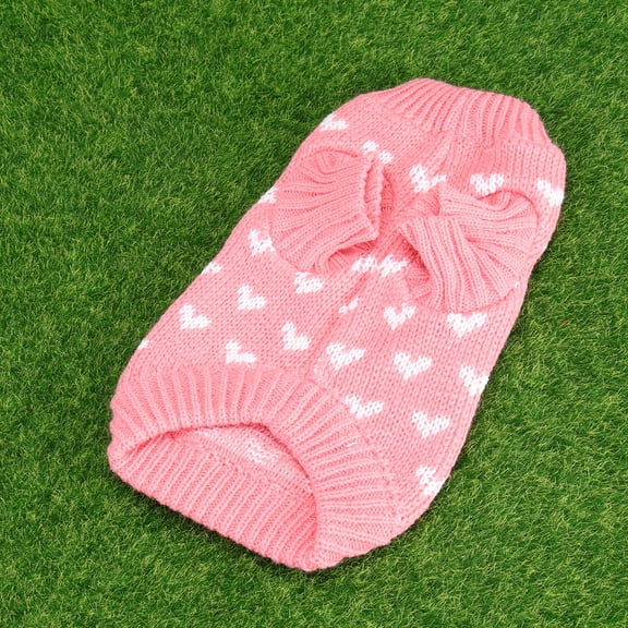 OFFIGAM Dog Winter Clothes Pink Pet Sweater Knitting Design Easy Closure Durable Fibre Material