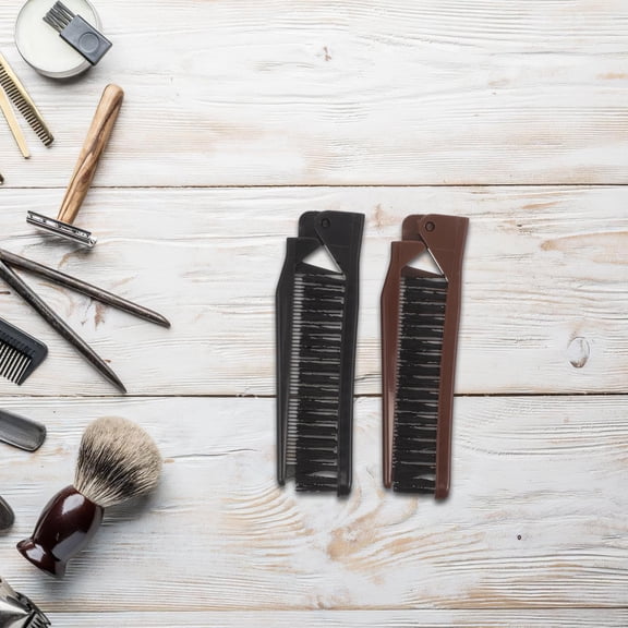 OFFIGAM 2-Pack Double-Tooth Folding Combs for Scalp Massage and Hair Detangling, PP ABS Material, Portable and Lightweight