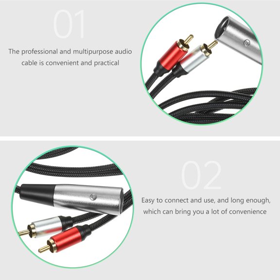 OFFIGAM Durable Black Audio Cable Xlr to Rca for Reliable Sound Quality Transfer