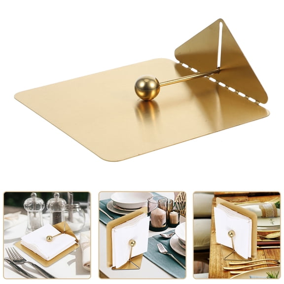 OFFIGAM Durable Golden Metal Napkin Holder for Home with Space Saving Vertical Design and Weighted Arm