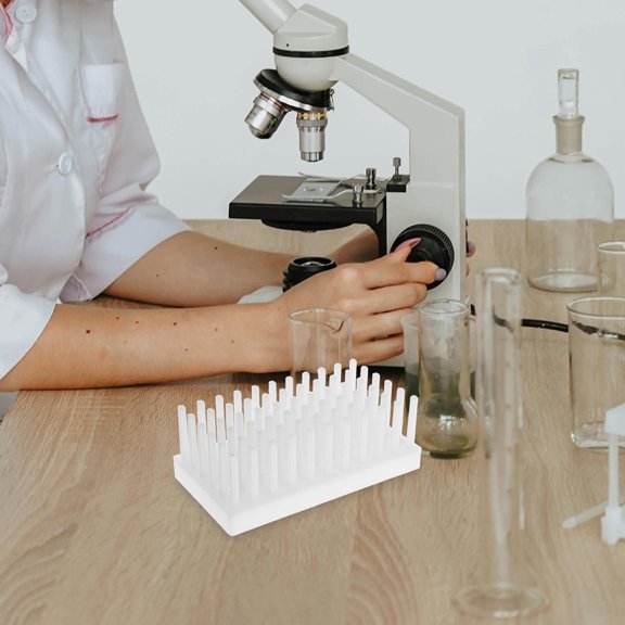OFFIGAM White Plastic 66-Hole Test Tube Rack Stand for Laboratory Sample Storage