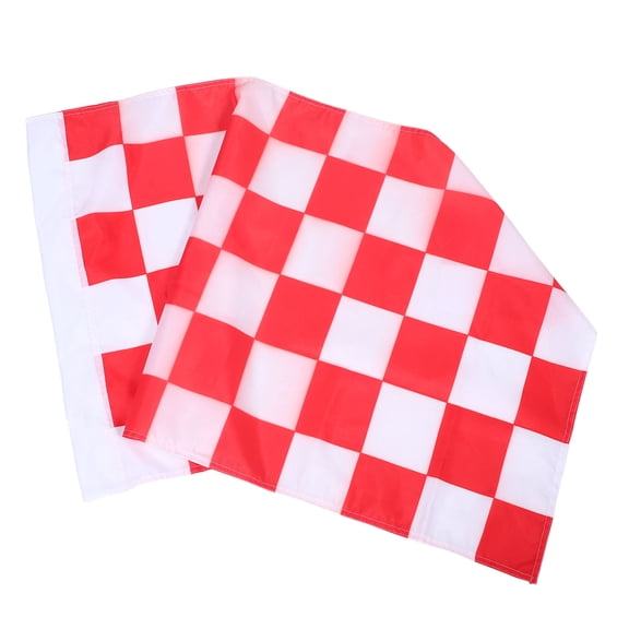 OFFIGAM Durable Polyester Checkered Racing Flag with Red and White Design for Race Signaling