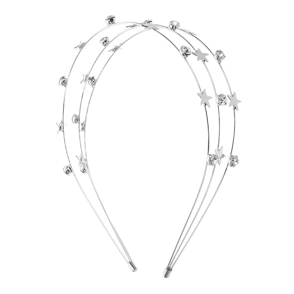 OFFIGAM Durable Silver Metal Headpiece with Glitter Star Rhinestones for Party Wear
