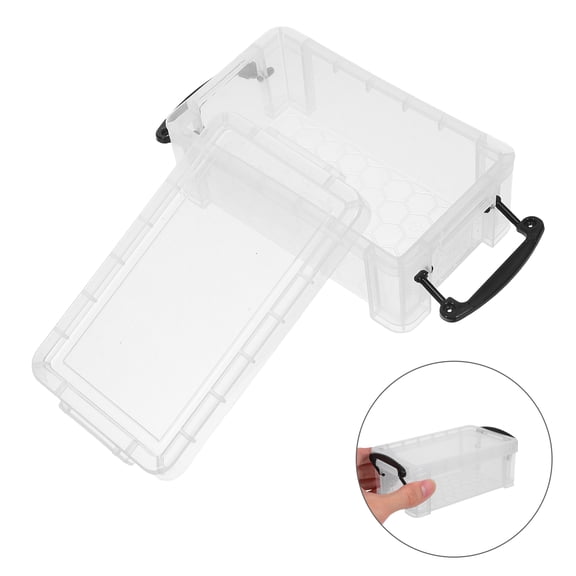 OFFIGAM Durable Stackable Mini Plastic Storage Box with Lid for Efficient Organization 0.28L Transparent