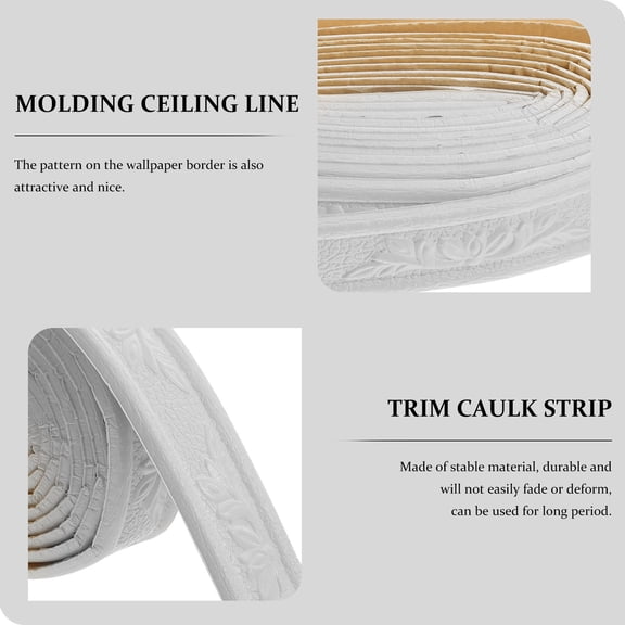 OFFIGAM Durable White Self Adhesive Wallpaper Border Strip with Unique Pattern for Wall and Tile Edging