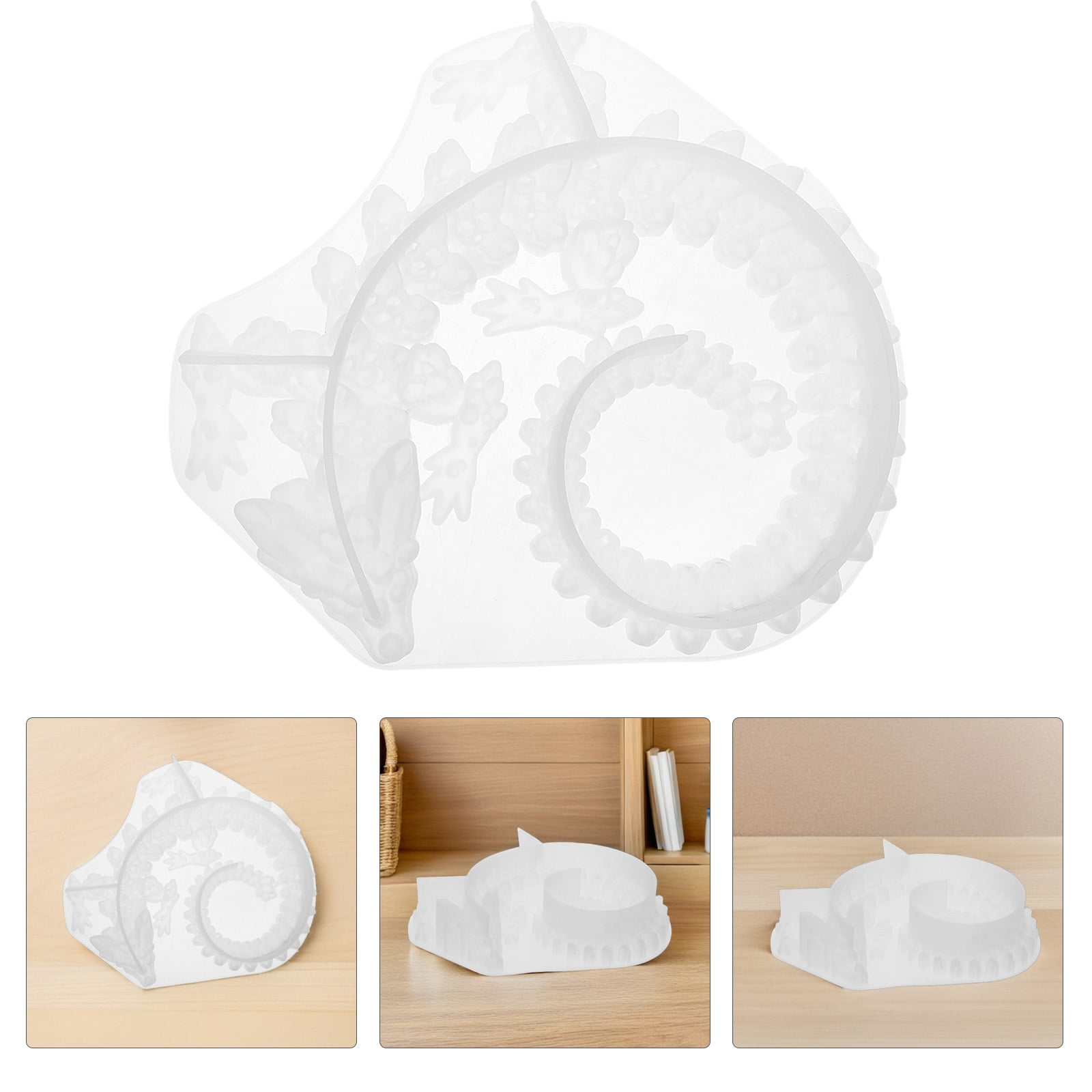 OFFIGAM White Silicone Dragon Mold for Resin Crafting, 3D Design, Ideal for Home Decor and Projects, 3.5x3.5 Inch Tool