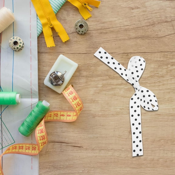 OFFIGAM Easy to Use White Ribbon with Polka Dots for DIY Crafts, Hair Bows, and Party Decor