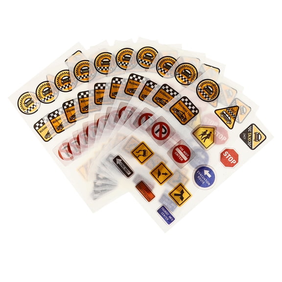 OFFIGAM 20-Piece Educational Road Sign Stickers Set for Kids Playroom, Classroom, and Home Learning Fun