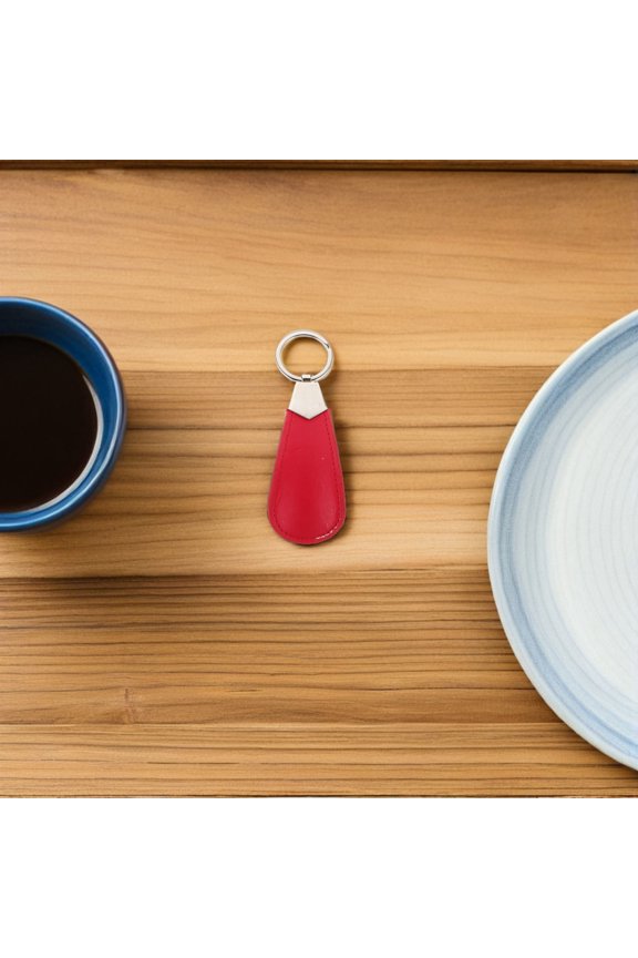 Elderly Shoehorn Portable Small Metal Keychain Red 1Set for Daily Use and Easy Wearing