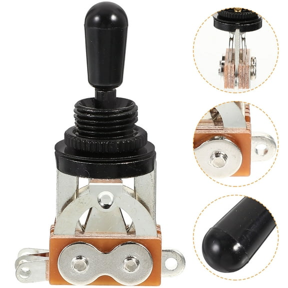 OFFIGAM 1 Set Three Way Switch for Electric Guitar, Black Plastic Guitar Part Accessory, and Easy to Install