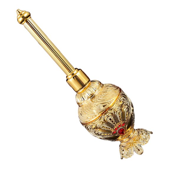 OFFIGAM Ornate Golden Holy Water Bottle for Christian Rituals and Festival Decorations