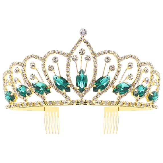 OFFIGAM Elegant Green Rhinestone Headband for Wedding, Bridal, Party Hair Accessories and Special Celebrations
