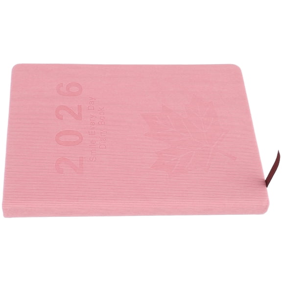 OFFIGAM Elegant Pink PU Daily Planner with Year Coverage and Smooth Writing Experience 2026 A5 Size