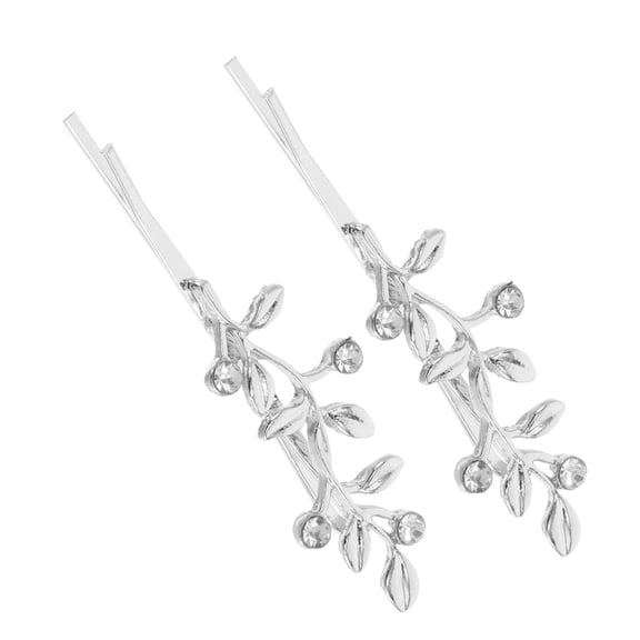 OFFIGAM Elegant Rhinestone Hair Clips for Women's in Silver, Durable Alloy, 2pcs for Formal Events and Weddings