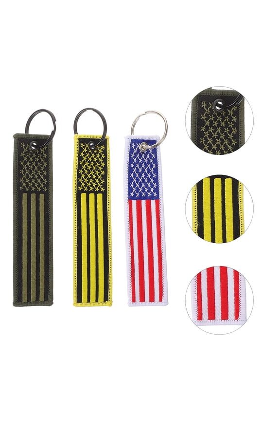 Embroidered Keychain with Assorted Colorful State Flags, Polyester Material, Ideal Accessory for Keys and Bags