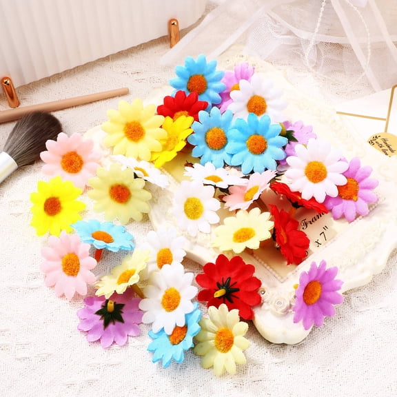 OFFIGAM 150Pcs Assorted Color Silk Fake Daisies Flower for Home Decor Crafts and Floral Arrangements
