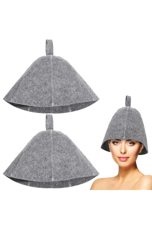 Felt Sauna Hat Thickened for Steam Room Bathing Cap Grey 13.39*9.06*0.2 Inch