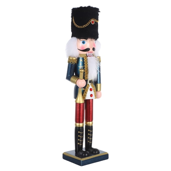 OFFIGAM Vintage Style Solid Wood Nutcracker Figurine for Elegant Holiday Table and Mantel Decoration