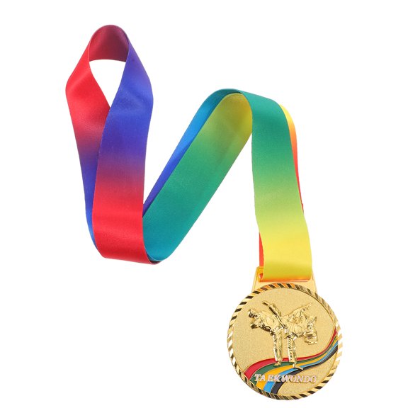OFFIGAM First Place Plated Gold Medal for Sports Competitions with Detailed Engraving and Multicolor Ribbon