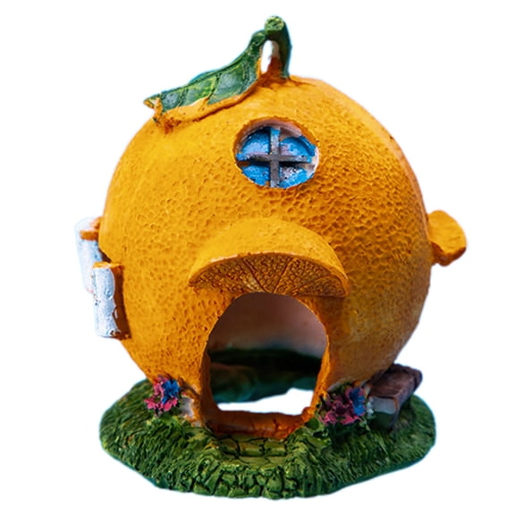 OFFIGAM Fish Aquarium Decor Reptile Hiding Ornament Orange Resin Resting Hut For Reptiles 1Pcs