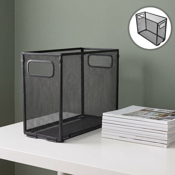 OFFIGAM Foldable Metal File Organizer Box with Adjustable Slots and Anti Slip Base for Office