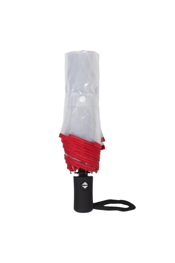 Red Clear Automatic Umbrella, Compact and Design, Windproof Rain for Home and Travel Use