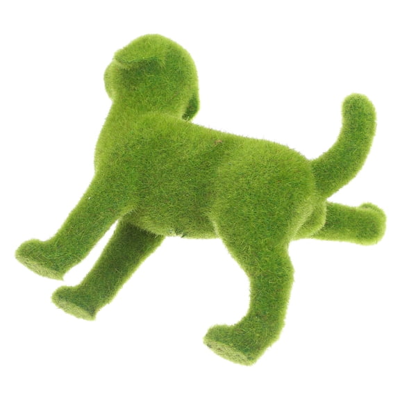 OFFIGAM Green Flocking Dog Statue Outdoor Ornament Realistic Weather Resistant Design for Garden Decor 11.8 in