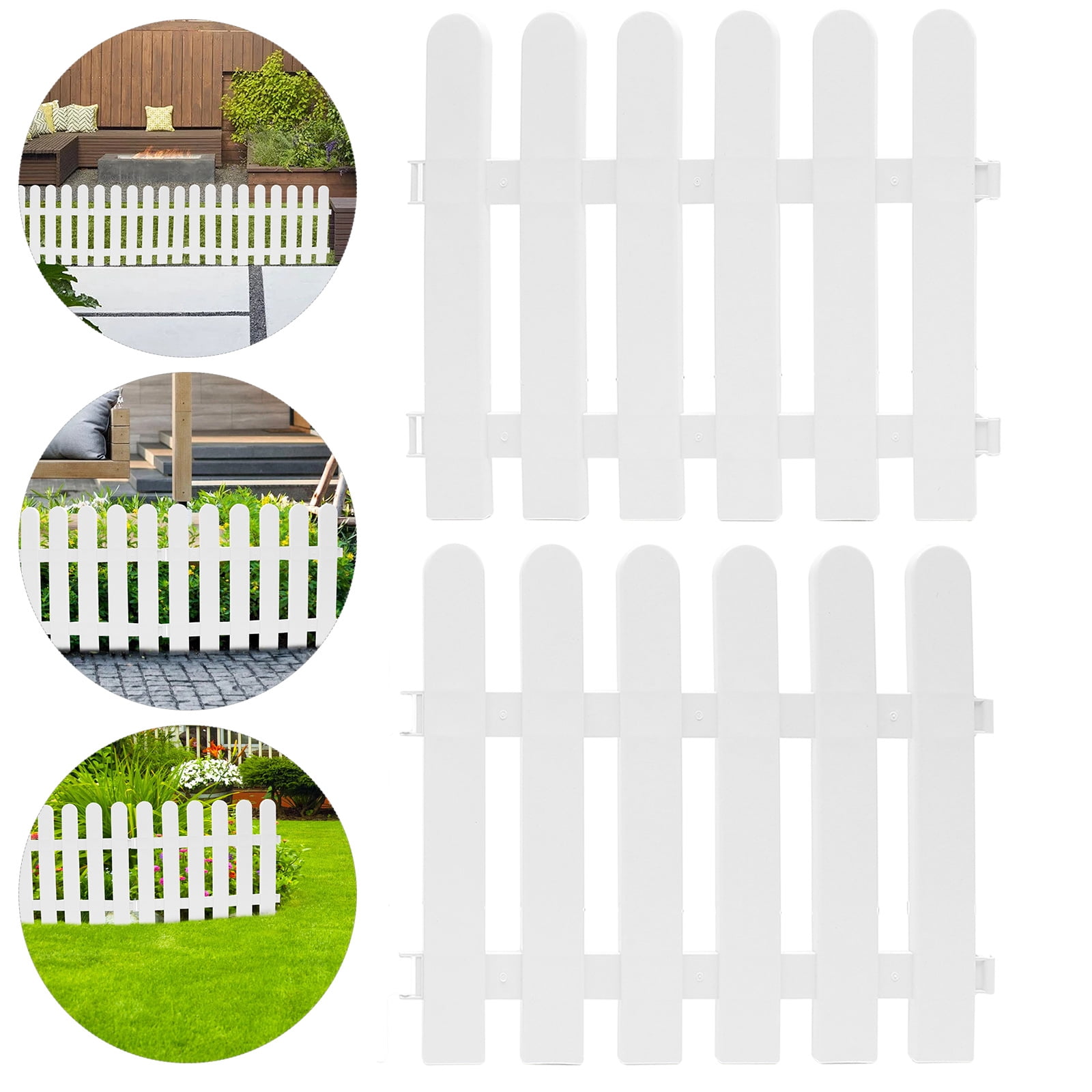 OFFIGAM 2-Pack White Plastic Garden Border Fence for Lawn, Flower Bed Edging, Yard Decoration and Outdoor Landscape Design