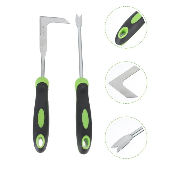 OFFIGAM 1Set Garden Hand Weeder Stainless Steel Weeding Tool for Cracks Fork with Plastic Handle