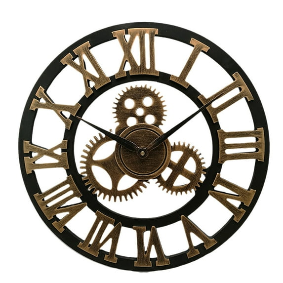 OFFIGAM Golden Industrial Gear Wall Clock, Creative Chic Hanging Decor for Home, Office, Living Room Decoration