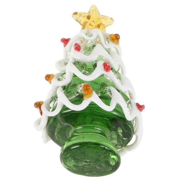 OFFIGAM Glass Christmas Tree Green Decorative Tabletop Ornament for Home