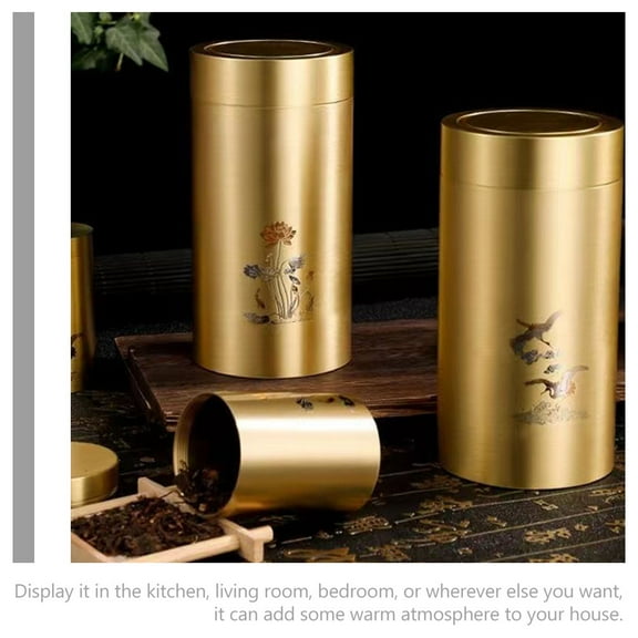 OFFIGAM Golden Brass Airtight Tea Container for Storage Suitable for Kitchen and Living .5 Inches