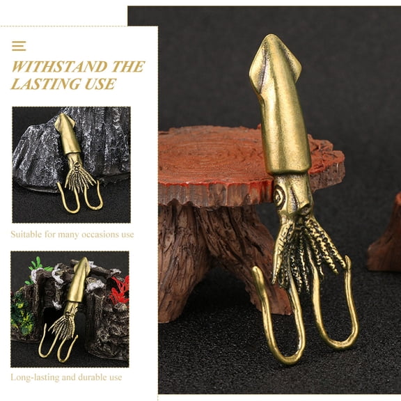 OFFIGAM Golden Brass Cuttlefish Decoration Stylish Retro Brass Craft Statue for Desk Or Cabinet