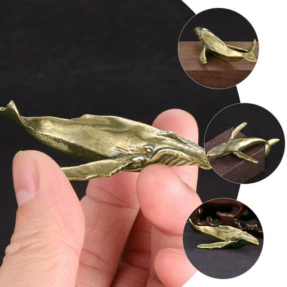 OFFIGAM Golden Copper Whale Figurine Premium Craft for Home Office Decor present Size 3.5 x 2.5 x 1.5 Inches