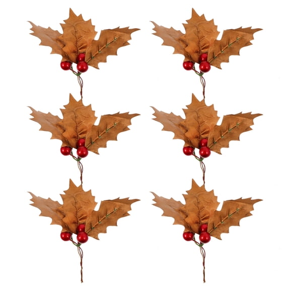 OFFIGAM Golden Fake Plant Simulation Leaf for Desktop Decoration and Holiday Events, 6pcs