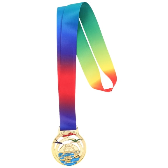 OFFIGAM Swimming Competition Plated Gold Medal with Unique Design and Ribbon