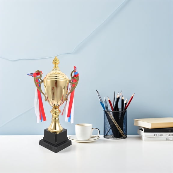 OFFIGAM Golden Soccer Championship Trophy Award for Sports Events 28.5cm Durable Plastic Design