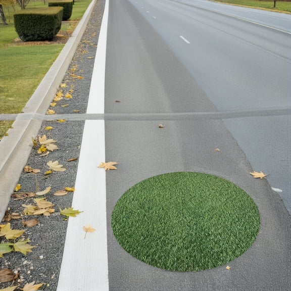 OFFIGAM Grass Mat Fake Grass Rug 1Pcs Green Round Artificial Grass Mat Indoor Use