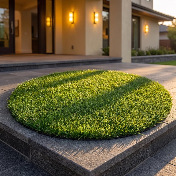 OFFIGAM Artificial Turf Grass for Manhole Lid, Green Plastic Weather Resistant