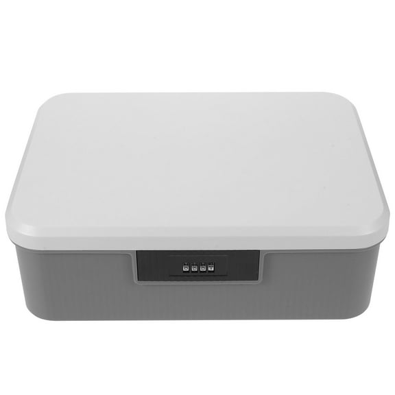 OFFIGAM Locking Storage Box with Combination Lock, Secure Grey ABS Organizer for Documents, Valuables, and Office Supplies 16L
