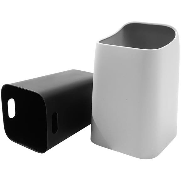OFFIGAM Small Grey Plastic Trash Can Double Layer Waste Basket for Bedroom and Office, Durable Strong PP Material