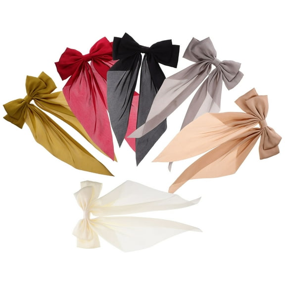 OFFIGAM 6-Pack Hair Bows for Teen Girls, Black and White Ribbon Accessories for Stylish Hair Styling