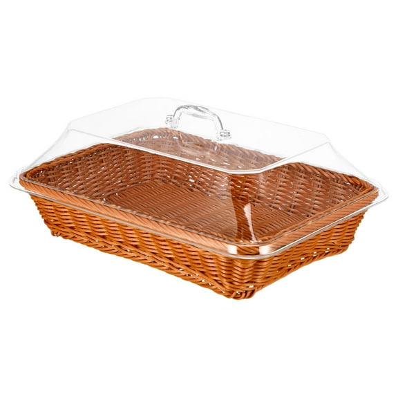OFFIGAM Handwoven Rattan Basket with Lid for Kitchen Storage, Outdoor Picnic, Home Organization and Decorative Use