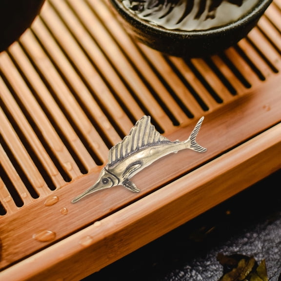 OFFIGAM Handmade Dark Brown Brass Fish Figurine Vintage Ocean Animal Statue for Home and Office Decor