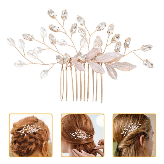 OFFIGAM Handmade Golden Hair Comb for Wedding and Party with Elegant Leaf Design